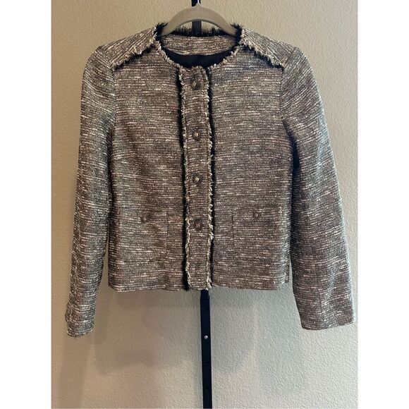 Zara Tweed Blazer and Mini Skirt Set in Gold Shimmer Size XS - Picture 2 of 14